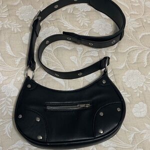 H&M Black Shoulder Bag with Silver Accents